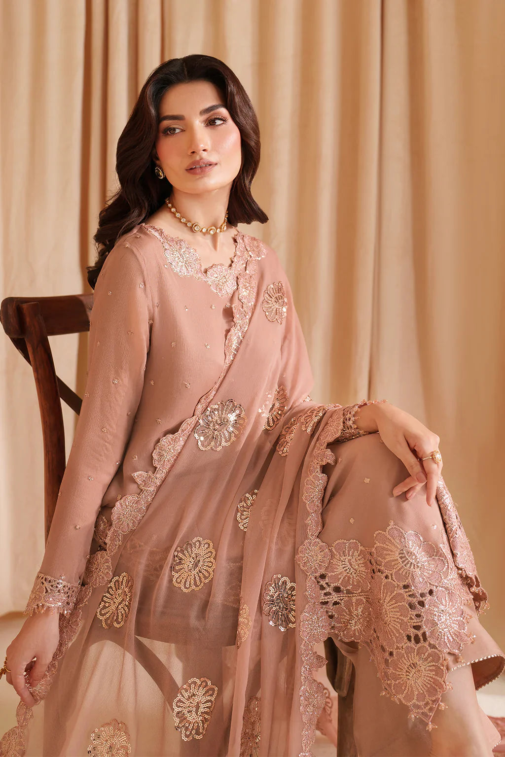 Iznik | Chinon Chiffon | CC-74 Embroidered Chiffon - House Of Hania
