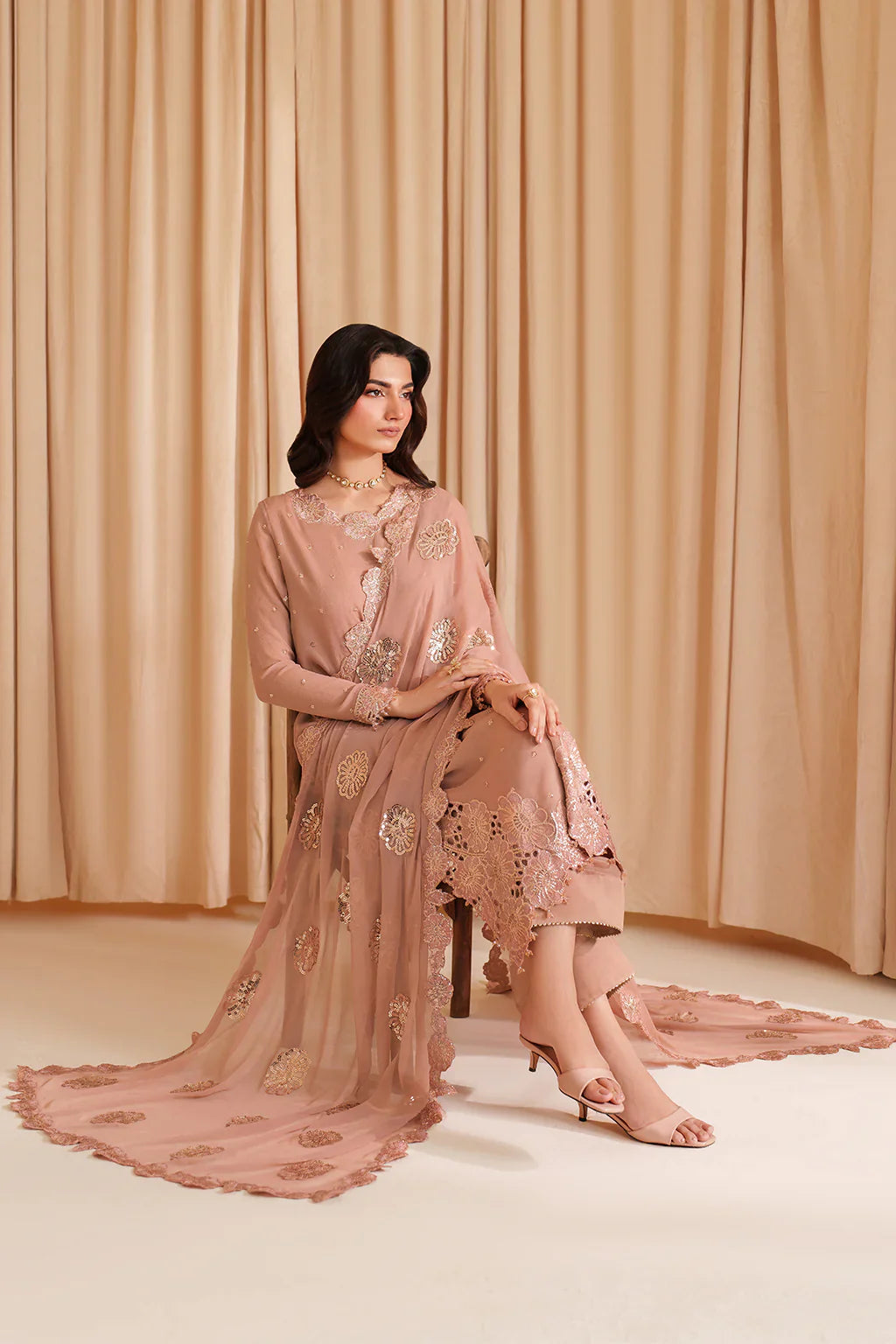 Iznik | Chinon Chiffon | CC-74 Embroidered Chiffon - House Of Hania