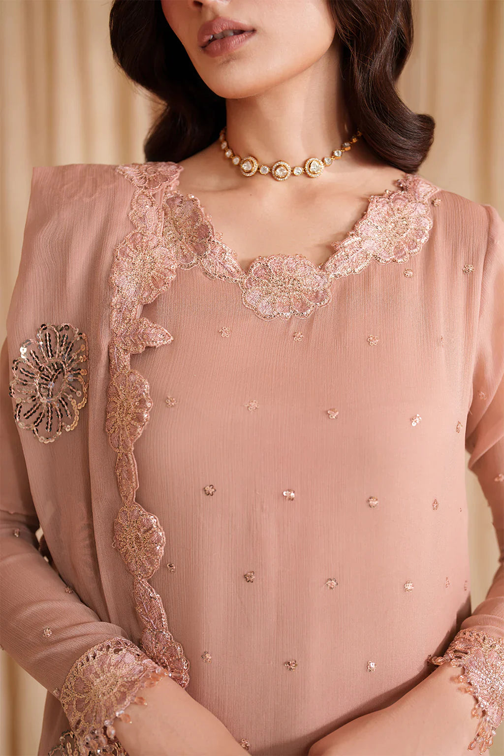 Iznik | Chinon Chiffon | CC-74 Embroidered Chiffon - House Of Hania