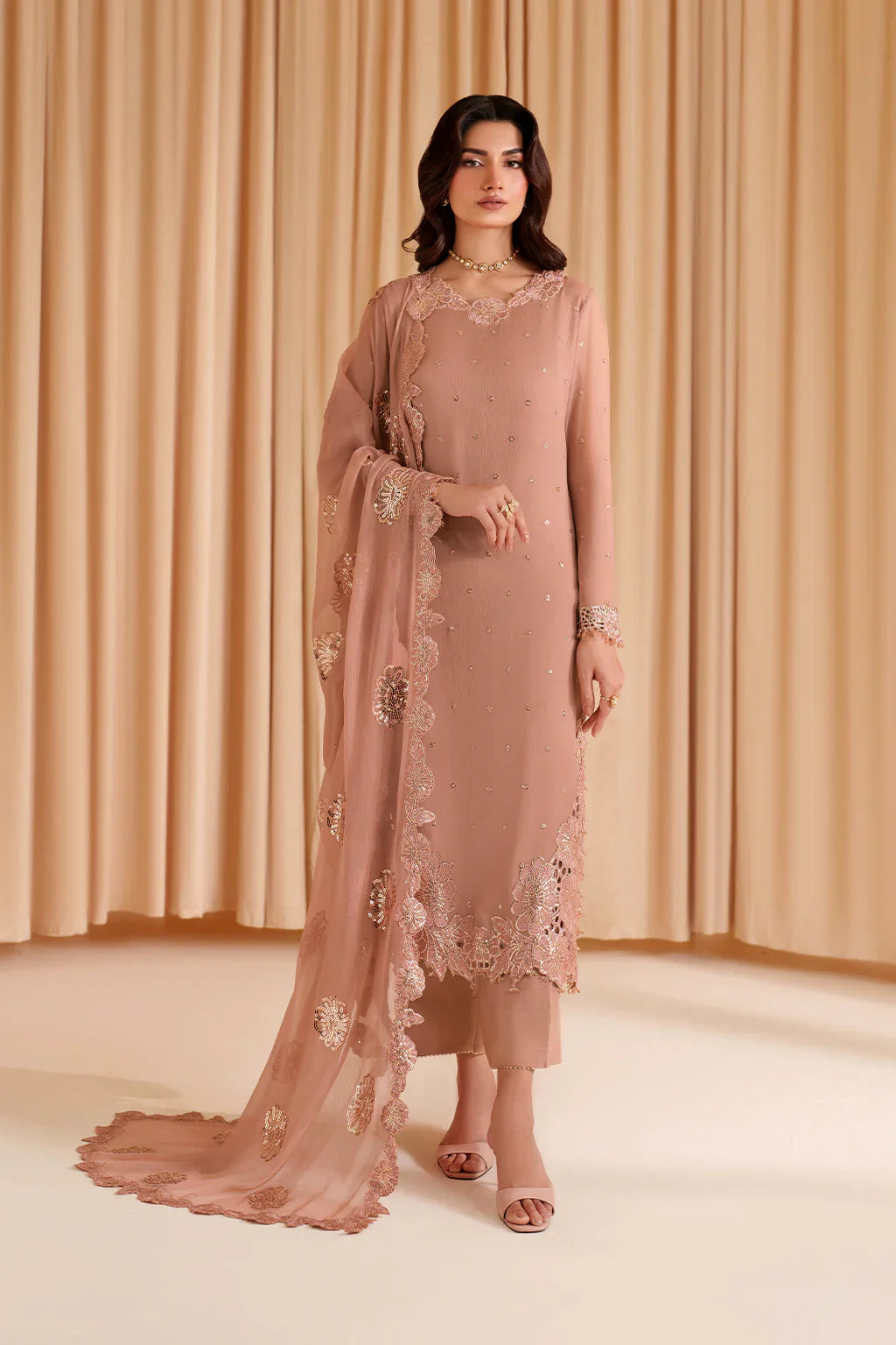 Iznik | Chinon Chiffon | CC-74 Embroidered Chiffon - House Of Hania