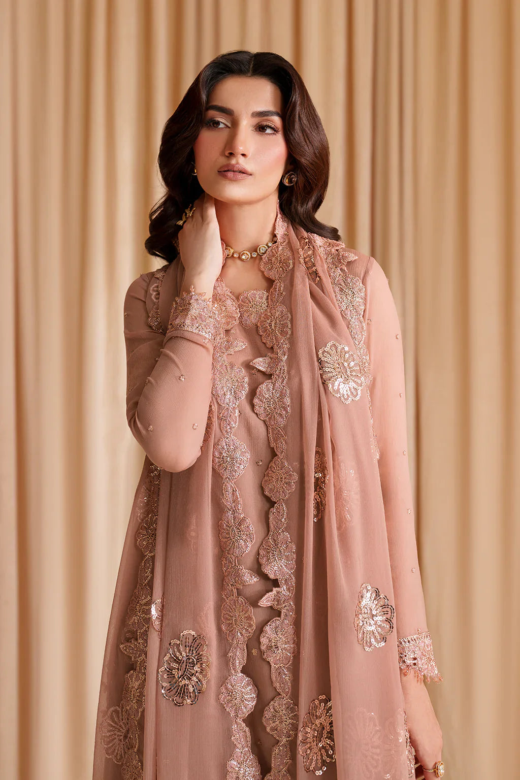 Iznik | Chinon Chiffon | CC-74 Embroidered Chiffon - House Of Hania