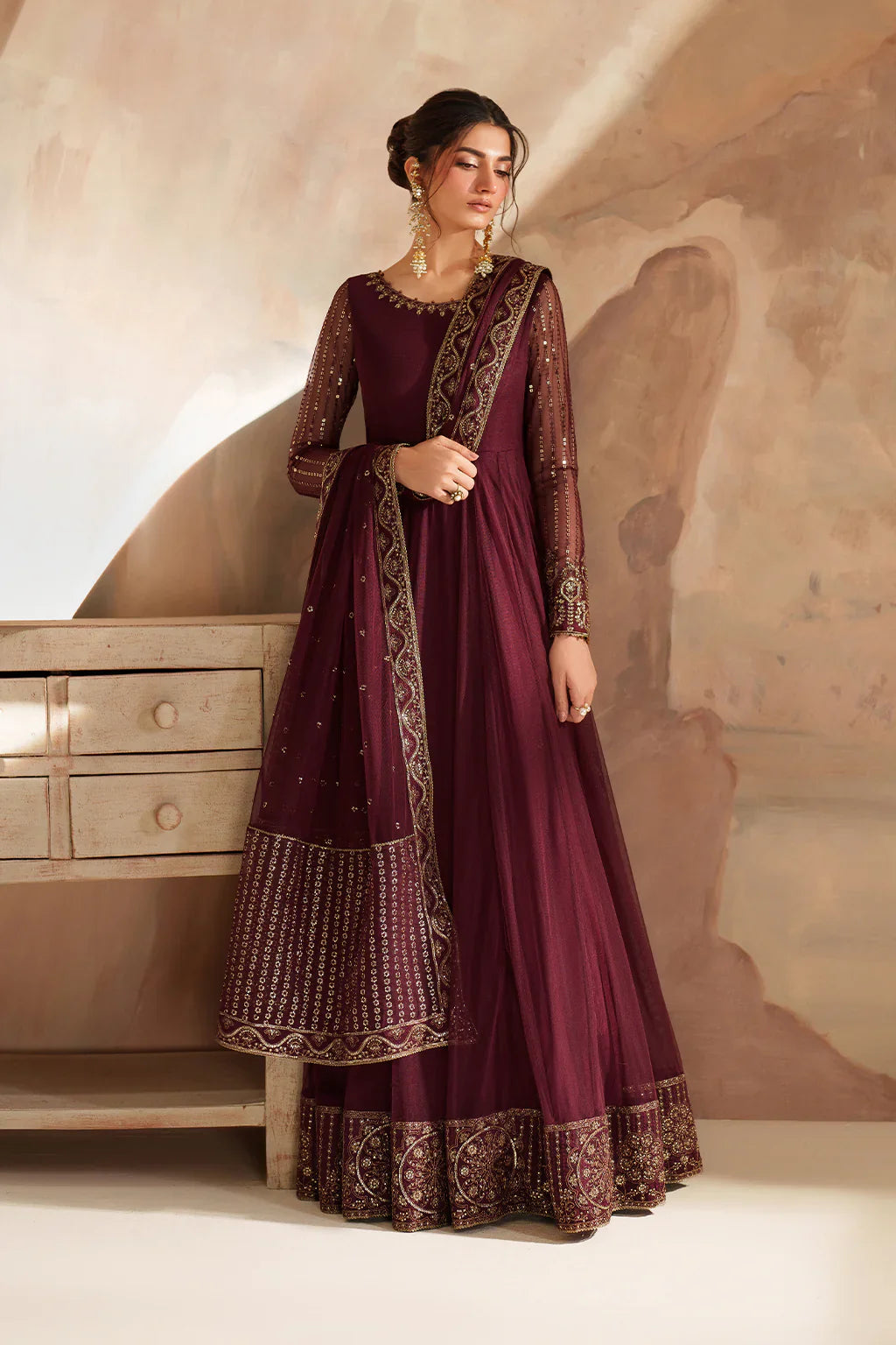 Iznik | Chinon Chiffon | CC-80 Embroidered Net - House Of Hania