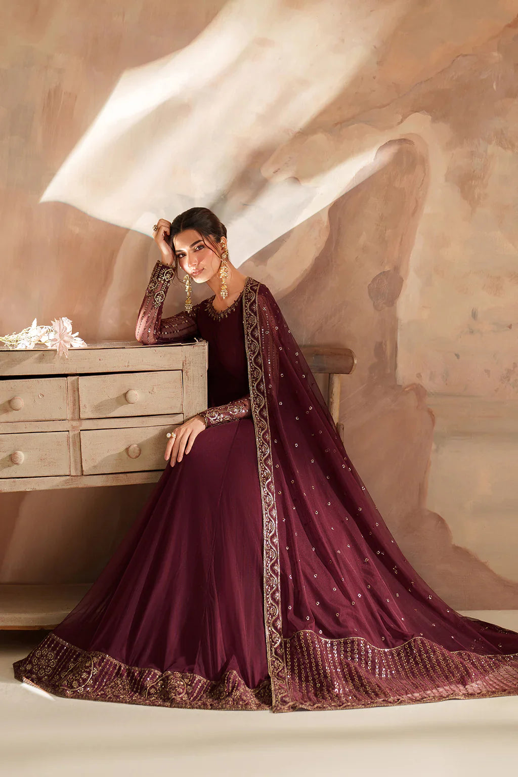 Iznik | Chinon Chiffon | CC-80 Embroidered Net - House Of Hania