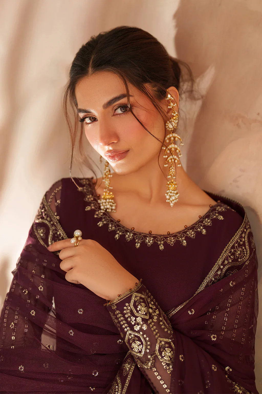 Iznik | Chinon Chiffon | CC-80 Embroidered Net - House Of Hania