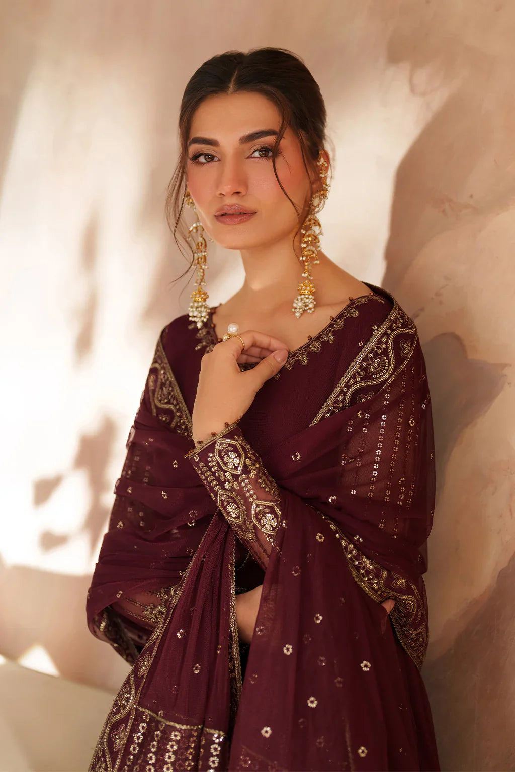 Iznik | Chinon Chiffon | CC-80 Embroidered Net - House Of Hania