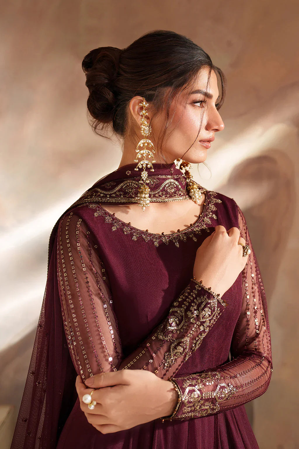 Iznik | Chinon Chiffon | CC-80 Embroidered Net - House Of Hania