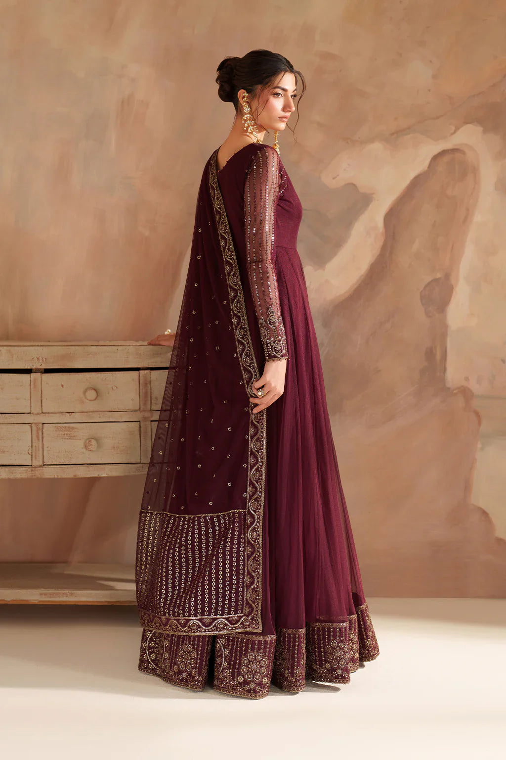 Iznik | Chinon Chiffon | CC-80 Embroidered Net - House Of Hania