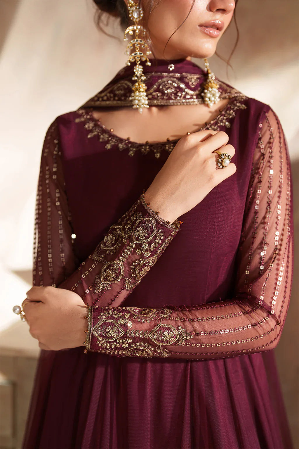 Iznik | Chinon Chiffon | CC-80 Embroidered Net - House Of Hania