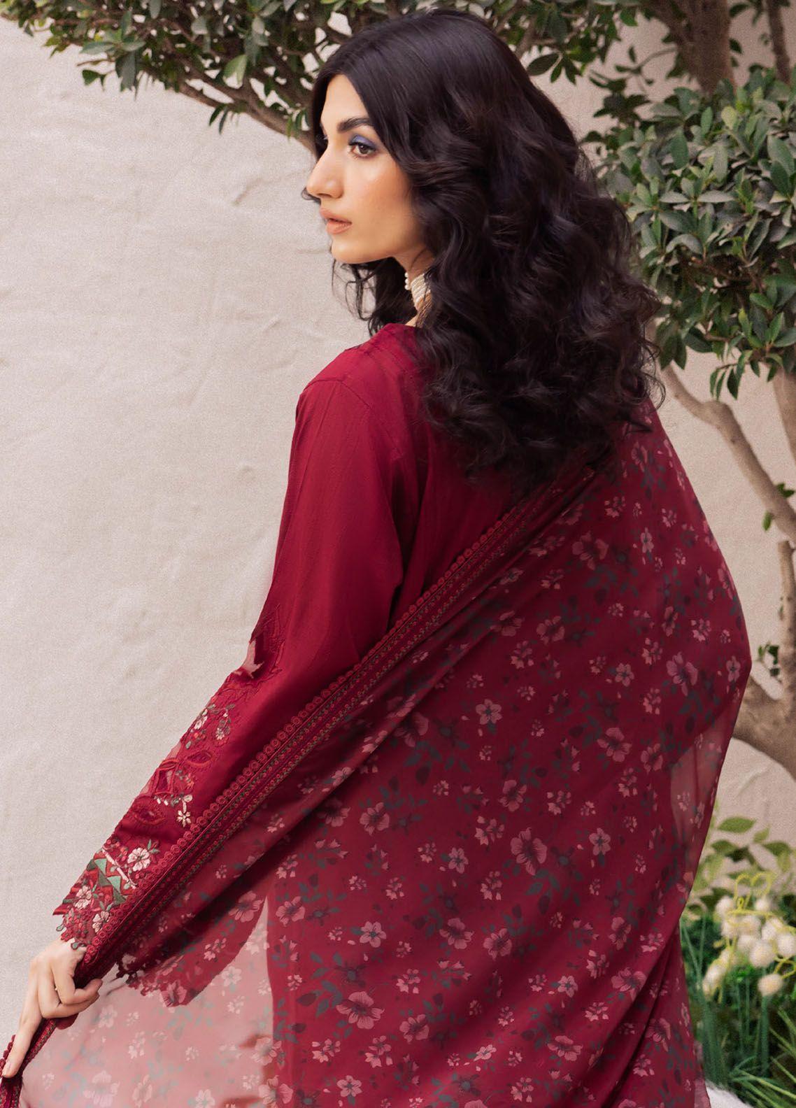 Iznik Dahlia Embroidered Luxury Lawn 3Pc Suit DL-01 GOSSAMER - House Of Hania