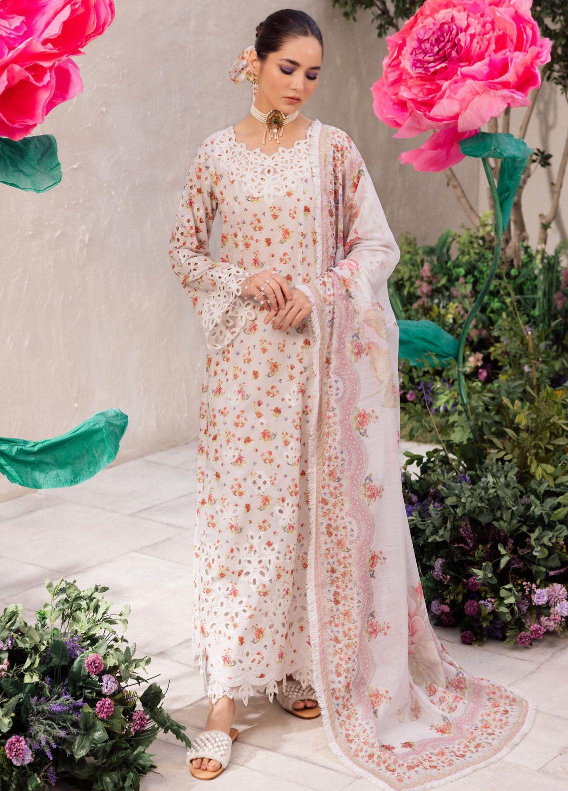 Iznik Dahlia Embroidered Luxury Lawn 3Pc Suit DL-05 SPLENDOUR - House Of Hania