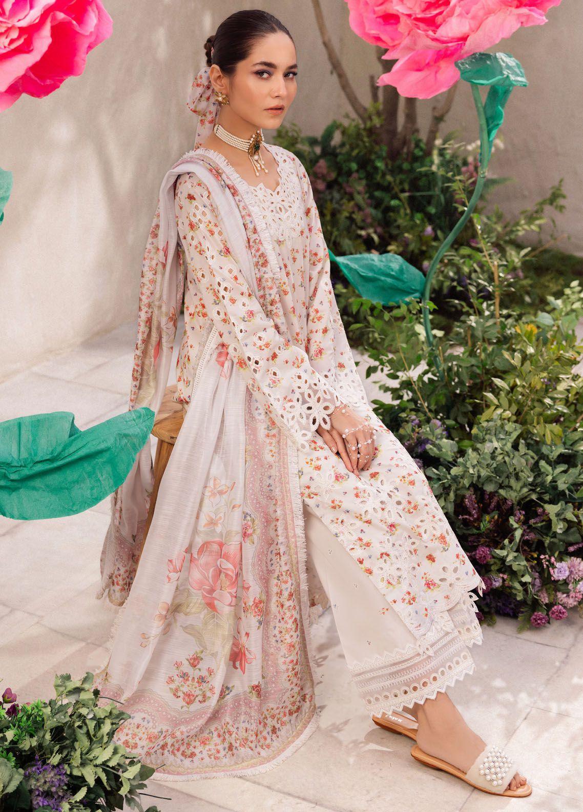 Iznik Dahlia Embroidered Luxury Lawn 3Pc Suit DL-05 SPLENDOUR - House Of Hania