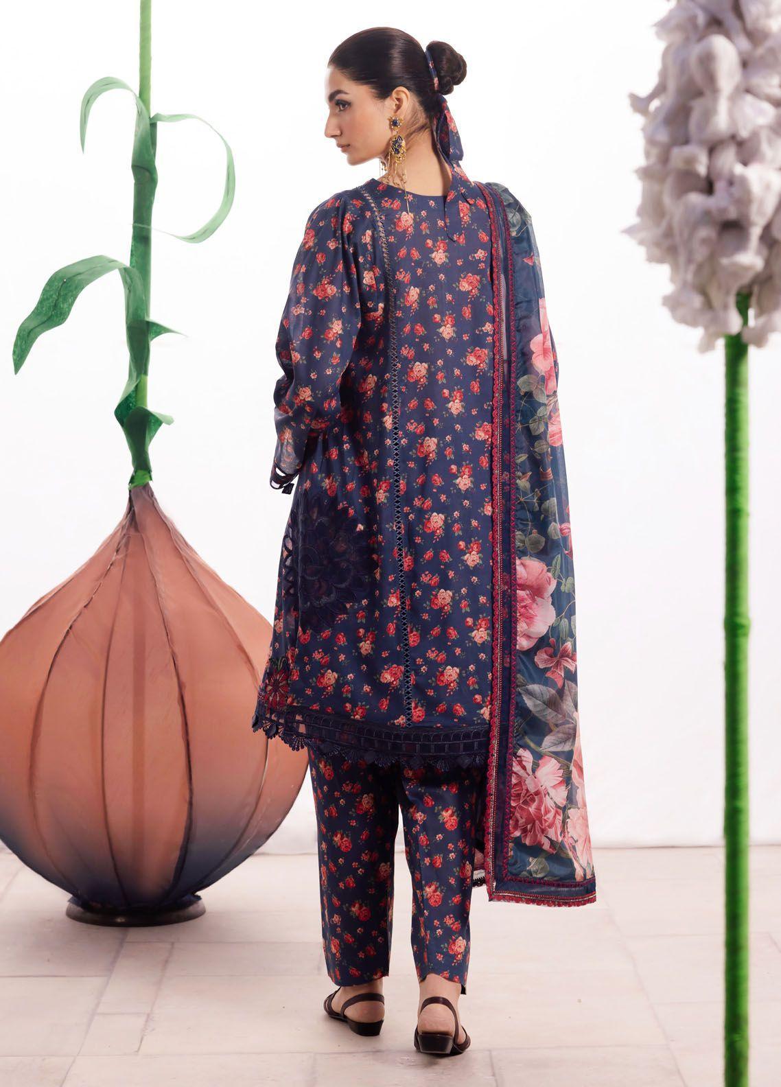 Iznik Dahlia Embroidered Luxury Lawn 3Pc Suit DL-07 MEADOW - House Of Hania