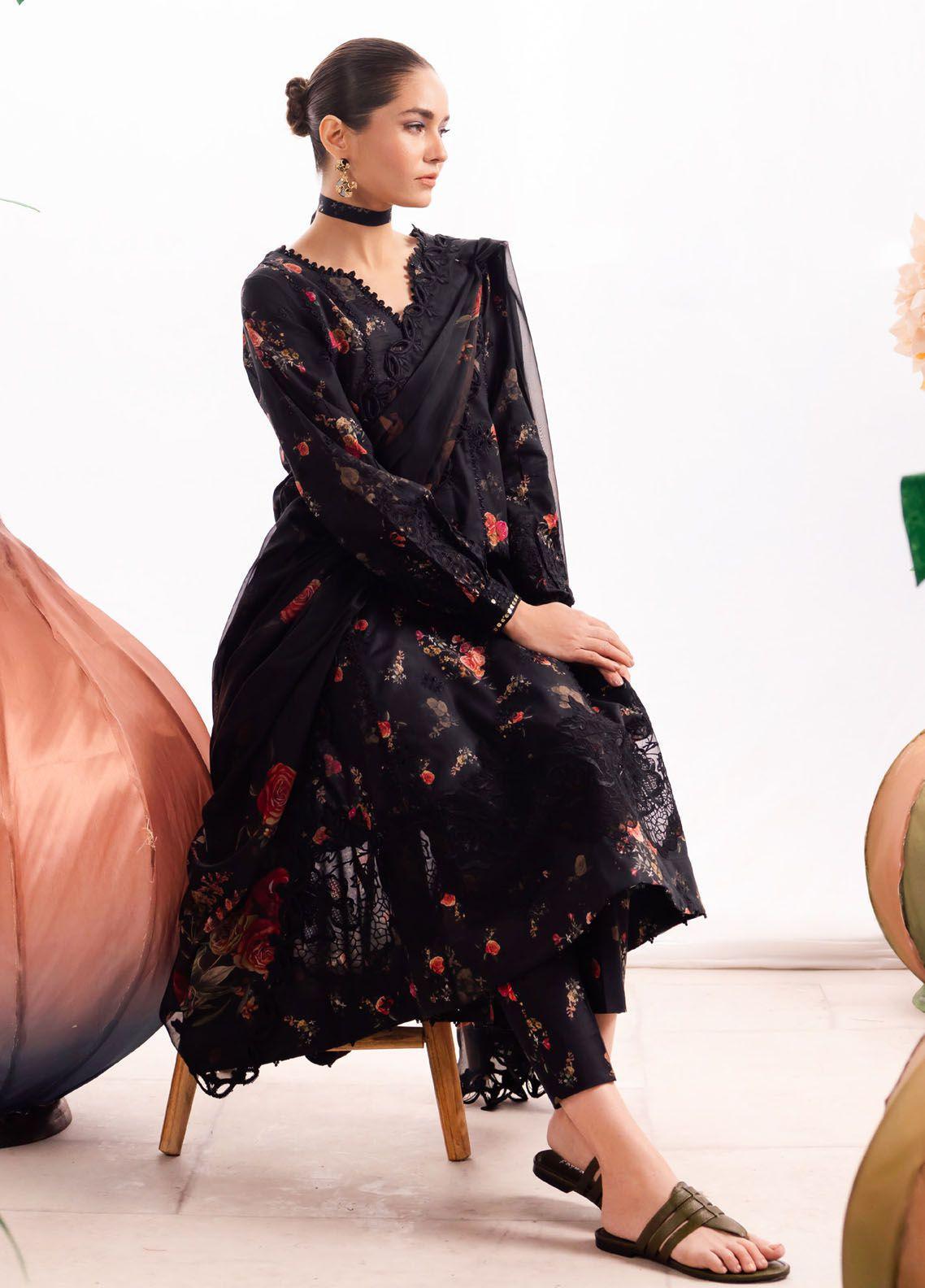 Iznik Dahlia Embroidered Luxury Lawn 3Pc Suit DL-08 ENCHANT - House Of Hania