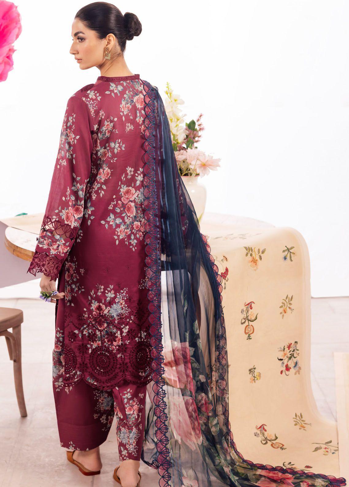Iznik Dahlia Embroidered Luxury Lawn 3Pc Suit DL-11 SOLISTICE - House Of Hania