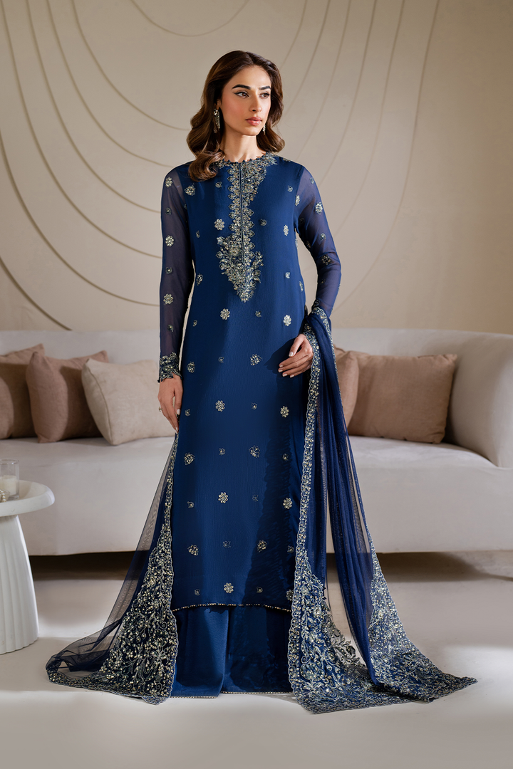 Iznik | Embroidered  Chiffon | CC-60 - House Of Hania
