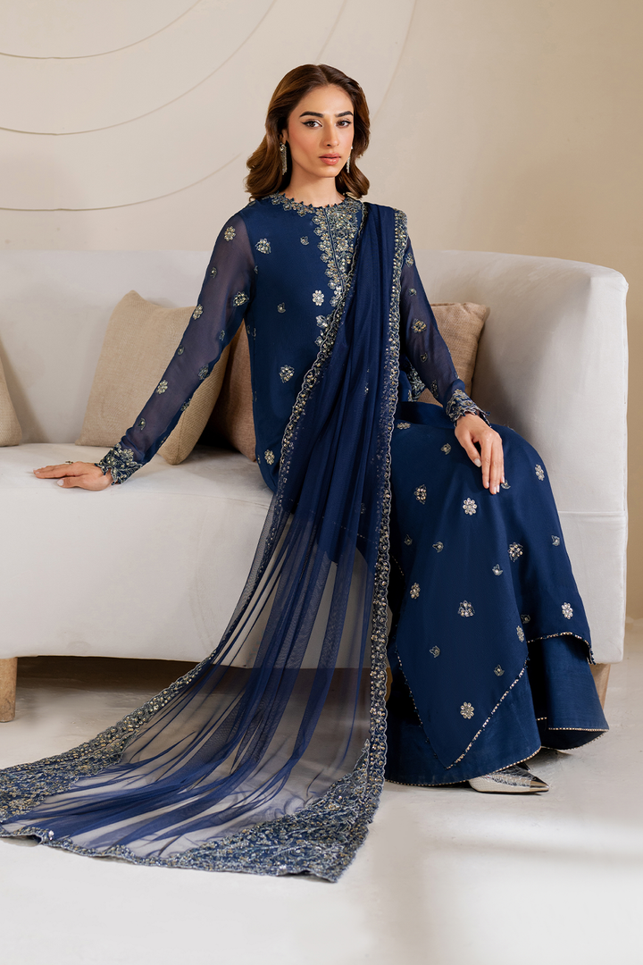 Iznik | Embroidered  Chiffon | CC-60 - House Of Hania