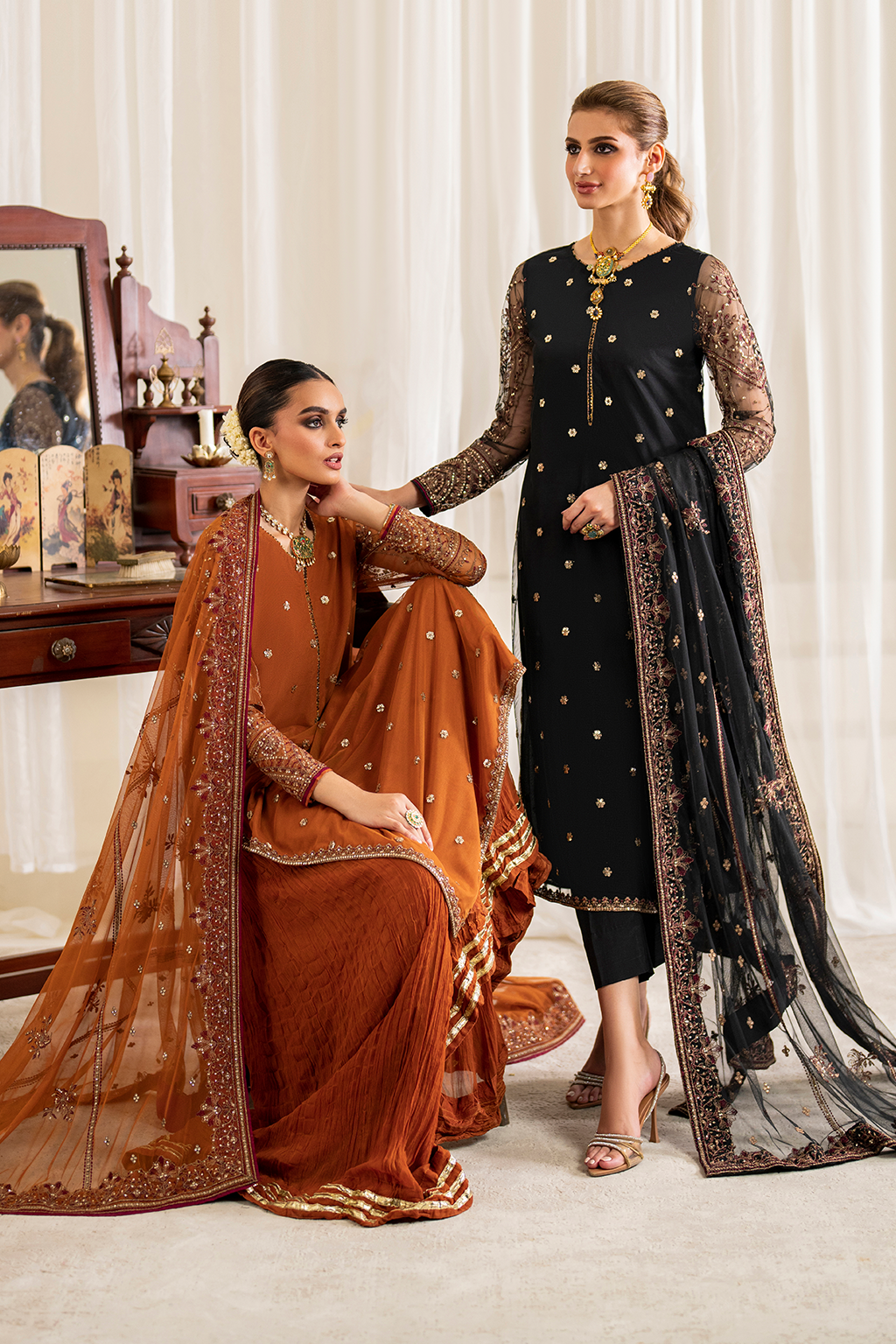 Iznik | Exclusive Formals | UE-288 Embroidered Net - House Of Hania