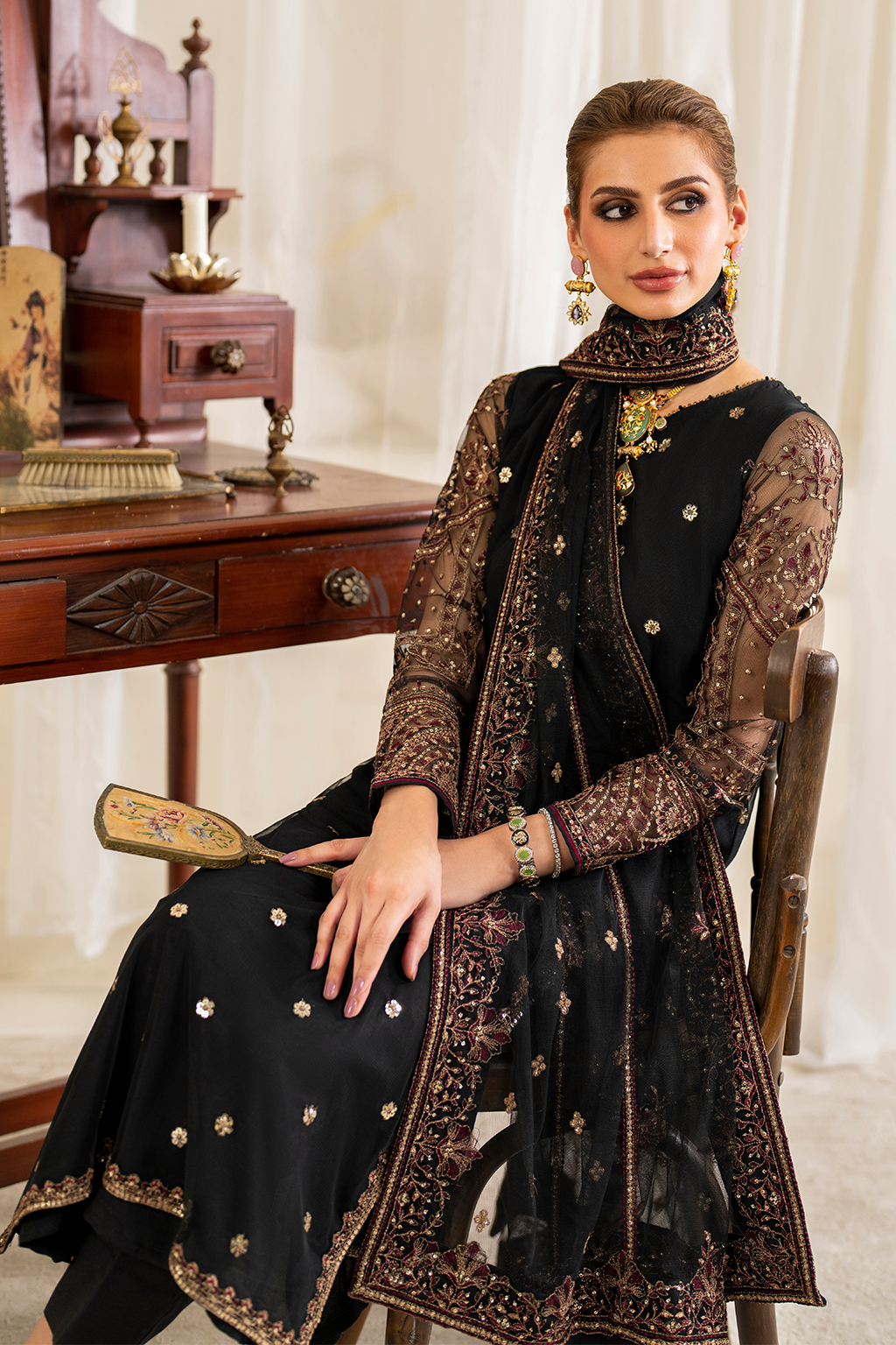 Iznik | Exclusive Formals | UE-288 Embroidered Net - House Of Hania