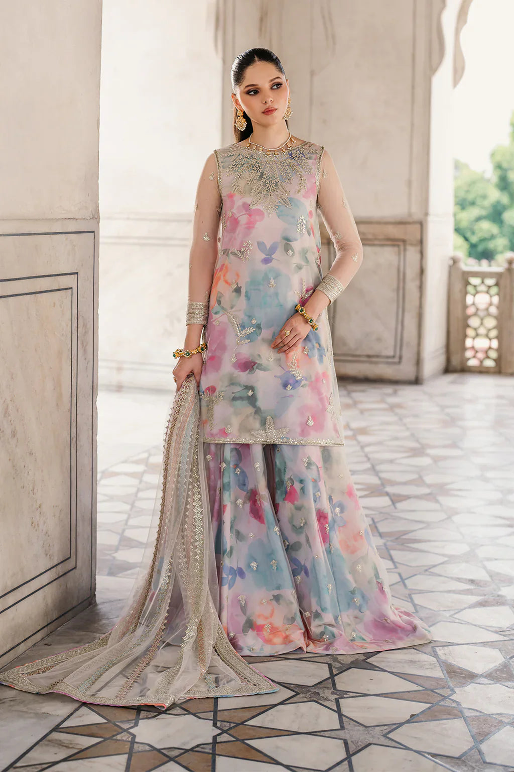 Iznik | Exclusive Formals | UE-312 Printed Georgette - House Of Hania