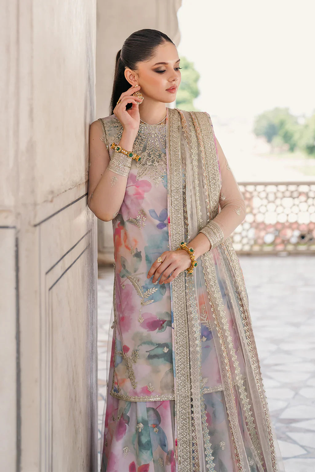 Iznik | Exclusive Formals | UE-312 Printed Georgette - House Of Hania