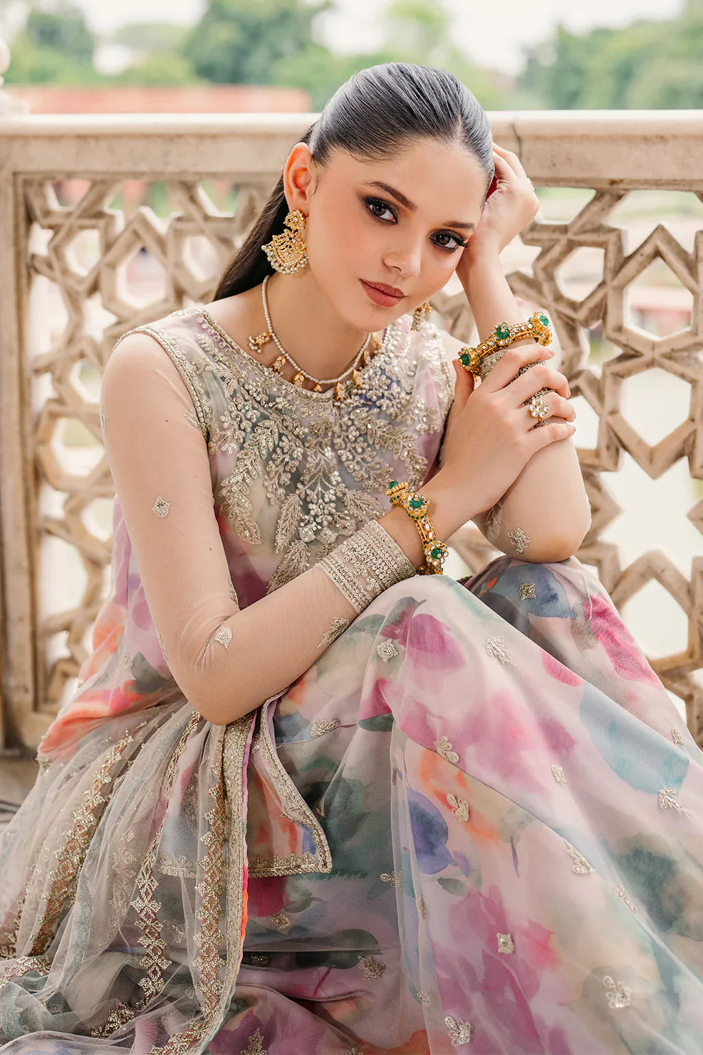 Iznik | Exclusive Formals | UE-312 Printed Georgette - House Of Hania