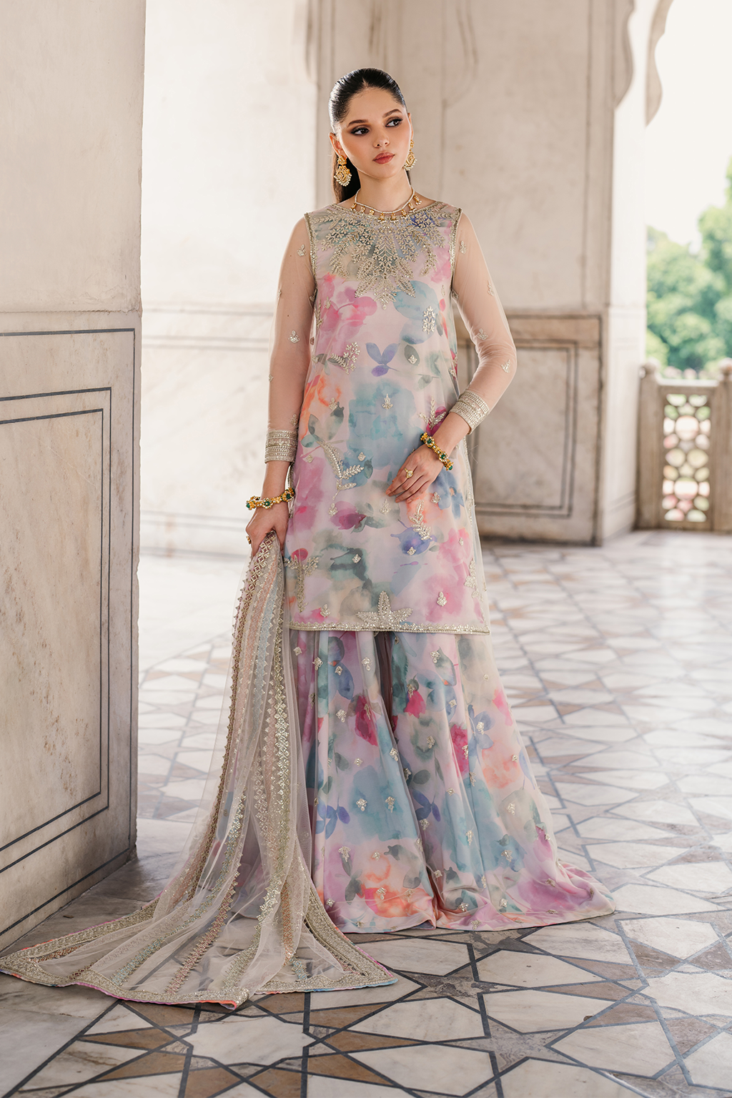 Iznik | Exclusive Formals | UE-312 Printed Georgette - House Of Hania