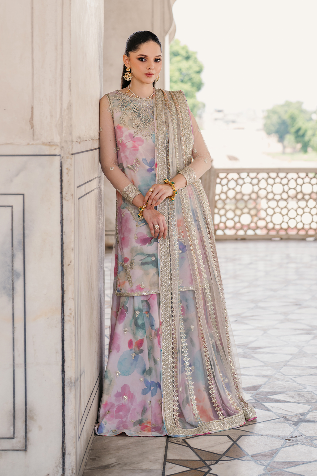 Iznik | Exclusive Formals | UE-312 Printed Georgette - House Of Hania