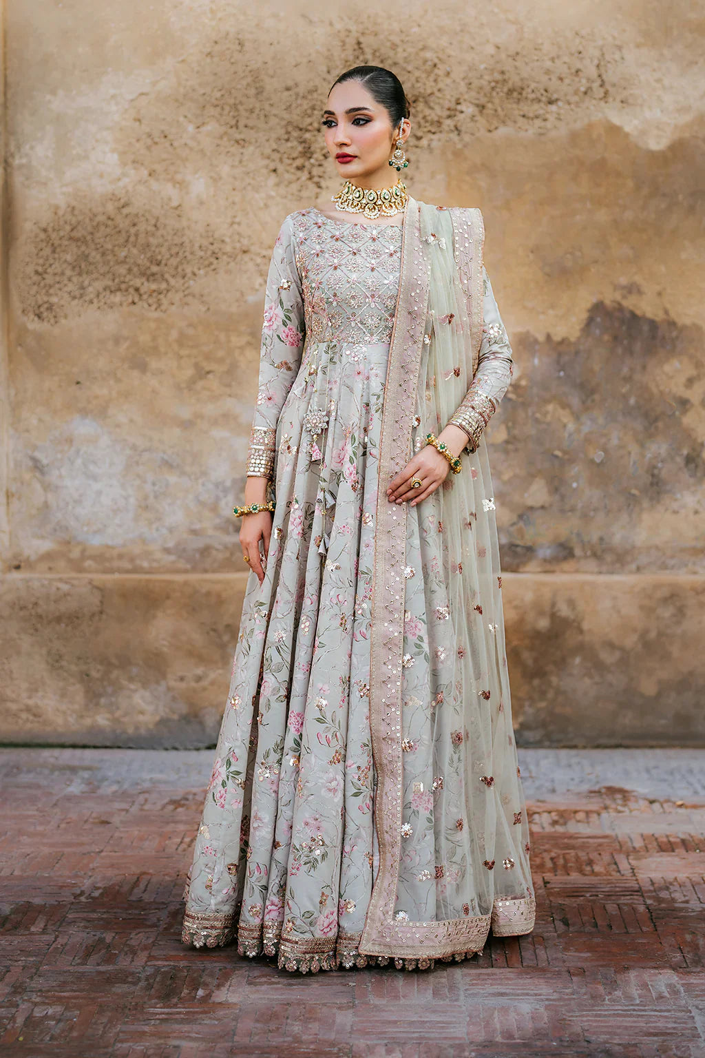 Iznik | Exclusive Formals | UE-313 Embroidered Raw Silk - House Of Hania