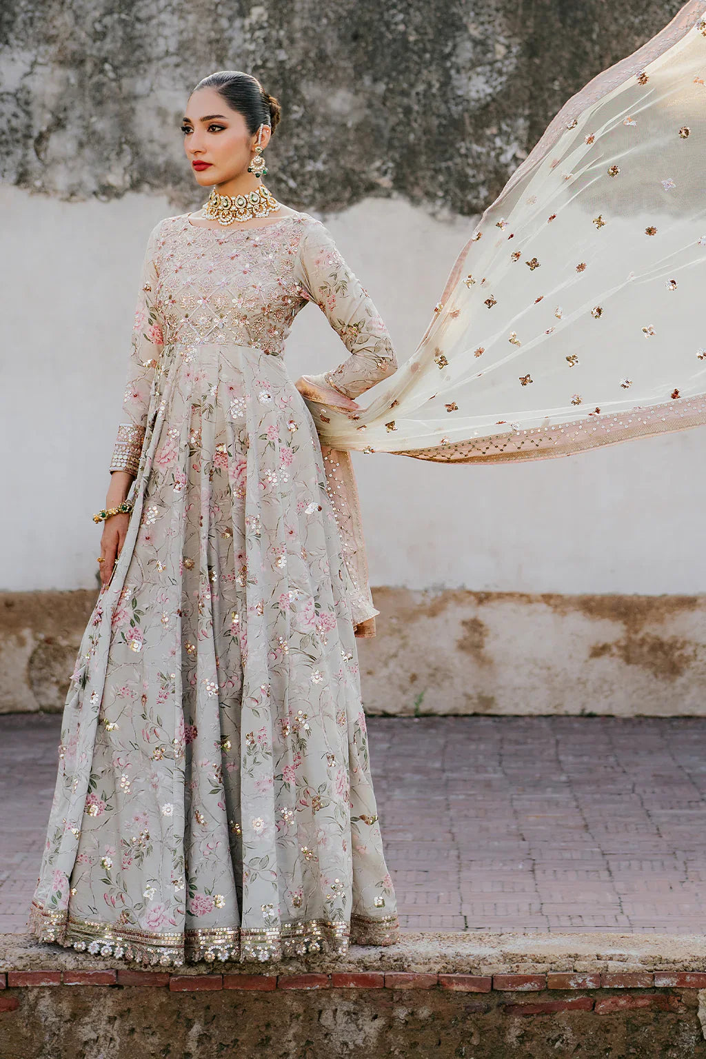Iznik | Exclusive Formals | UE-313 Embroidered Raw Silk - House Of Hania