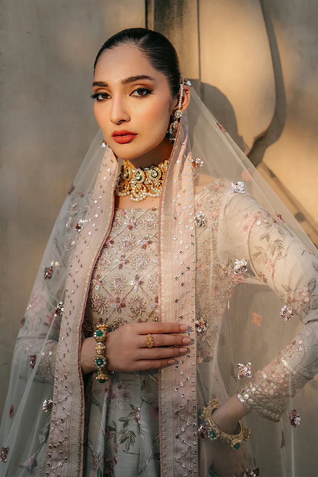 Iznik | Exclusive Formals | UE-313 Embroidered Raw Silk - House Of Hania