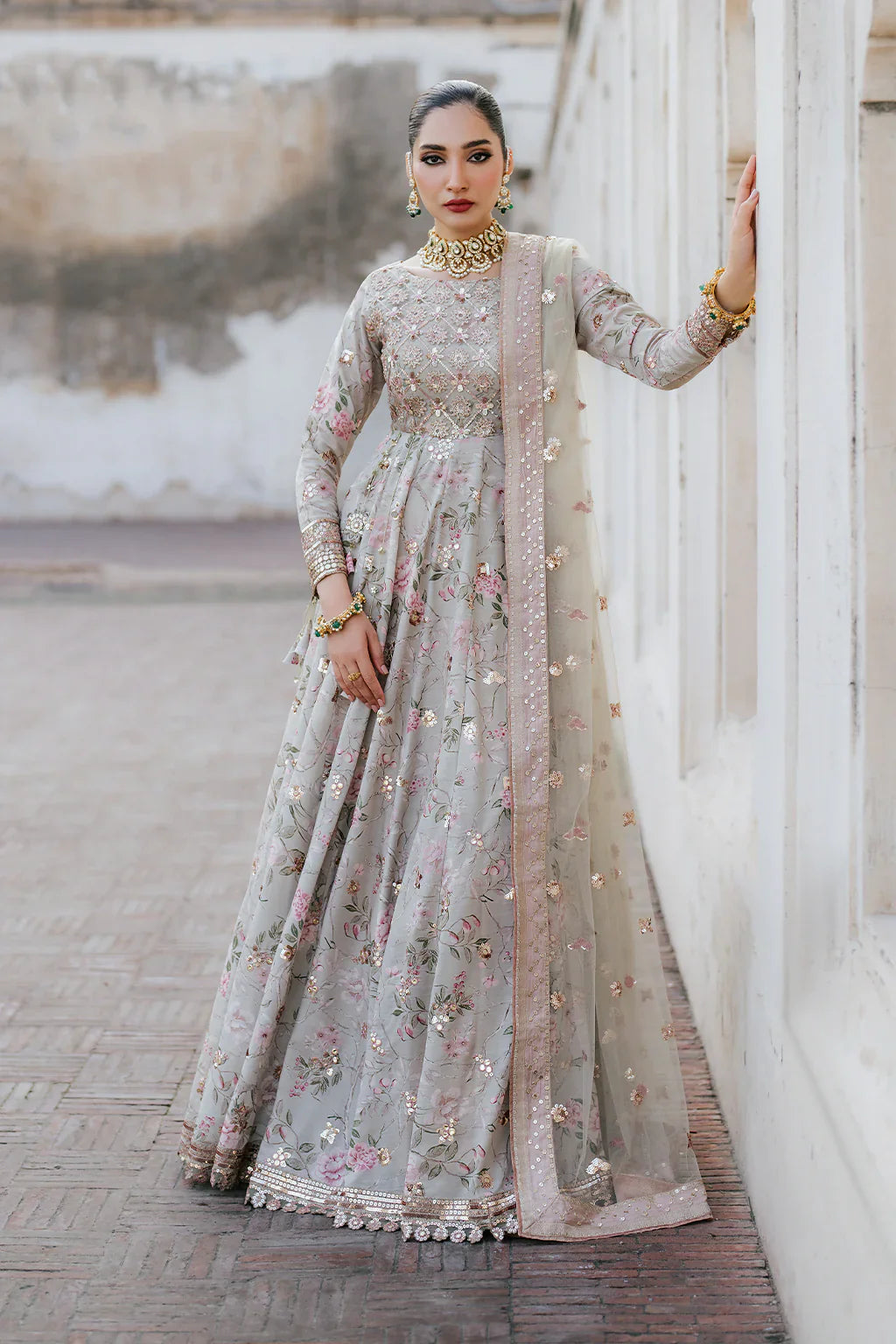 Iznik | Exclusive Formals | UE-313 Embroidered Raw Silk - House Of Hania