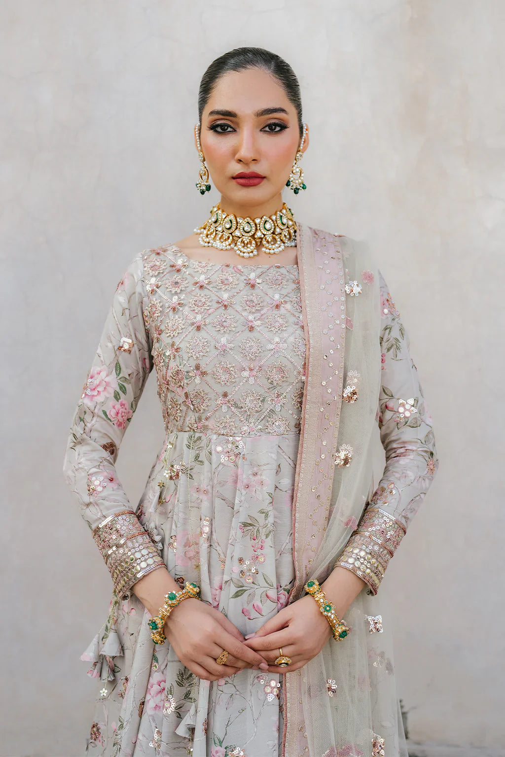 Iznik | Exclusive Formals | UE-313 Embroidered Raw Silk - House Of Hania