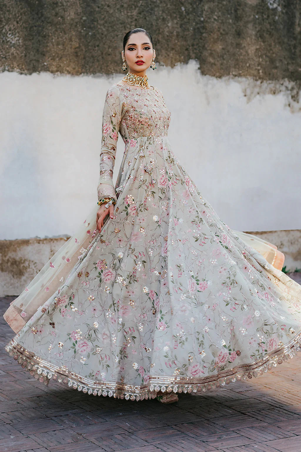 Iznik | Exclusive Formals | UE-313 Embroidered Raw Silk - House Of Hania