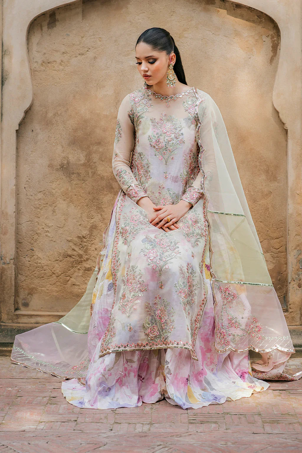 Iznik | Exclusive Formals | UE-320 Printed Raw Silk - House Of Hania