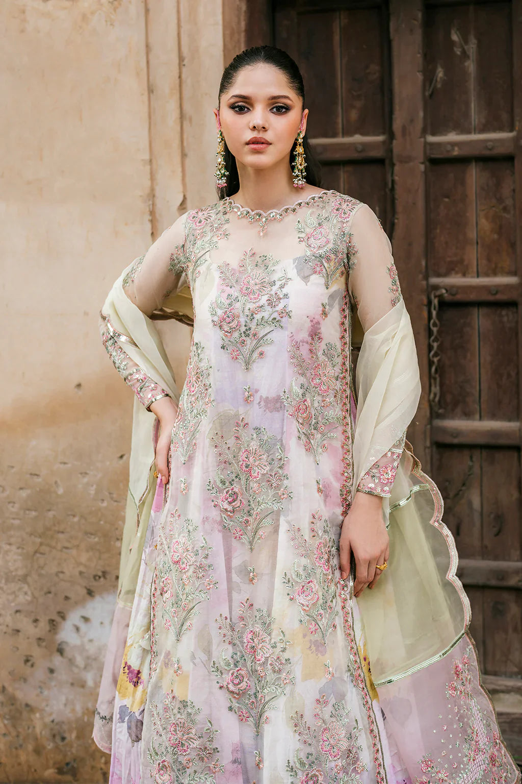 Iznik | Exclusive Formals | UE-320 Printed Raw Silk - House Of Hania