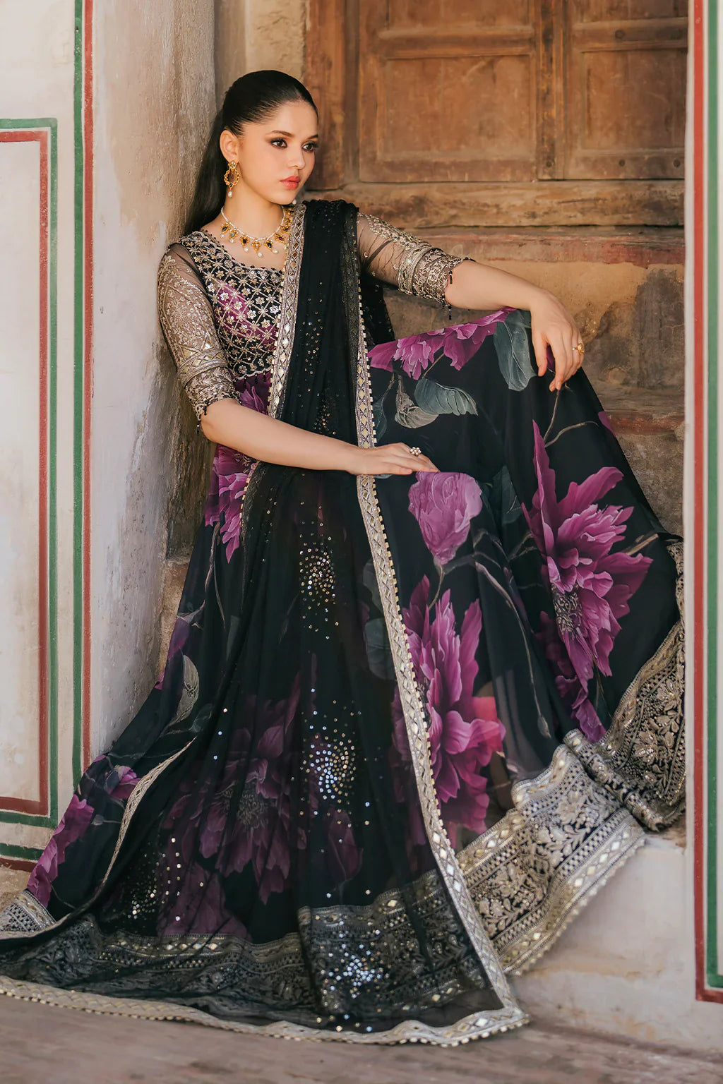 Iznik | Exclusive Formals | UE-321 Printed Chiffon - House Of Hania