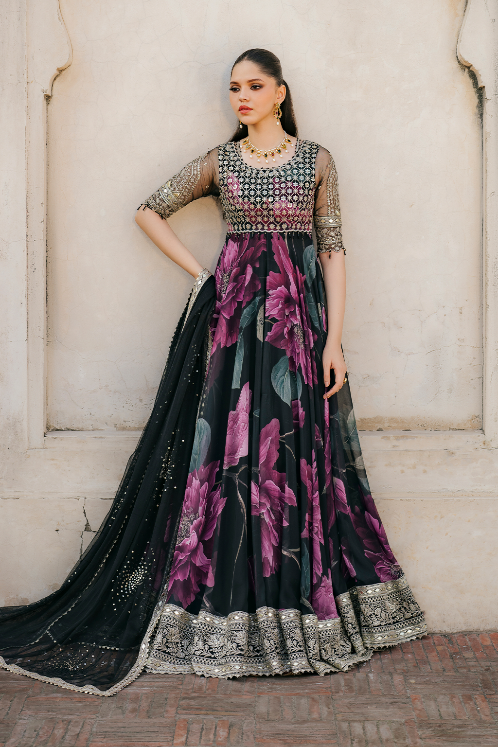 Iznik | Exclusive Formals | UE-321 Printed Chiffon - House Of Hania