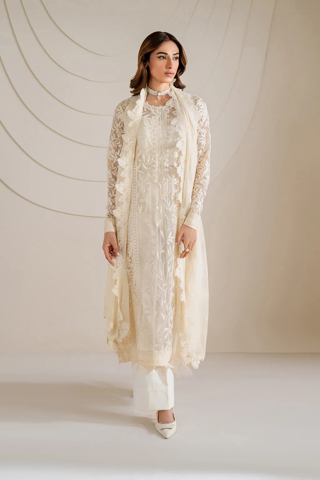 Iznik | Exclusive Formals | UE-391 Embroidered Chiffon - House Of Hania