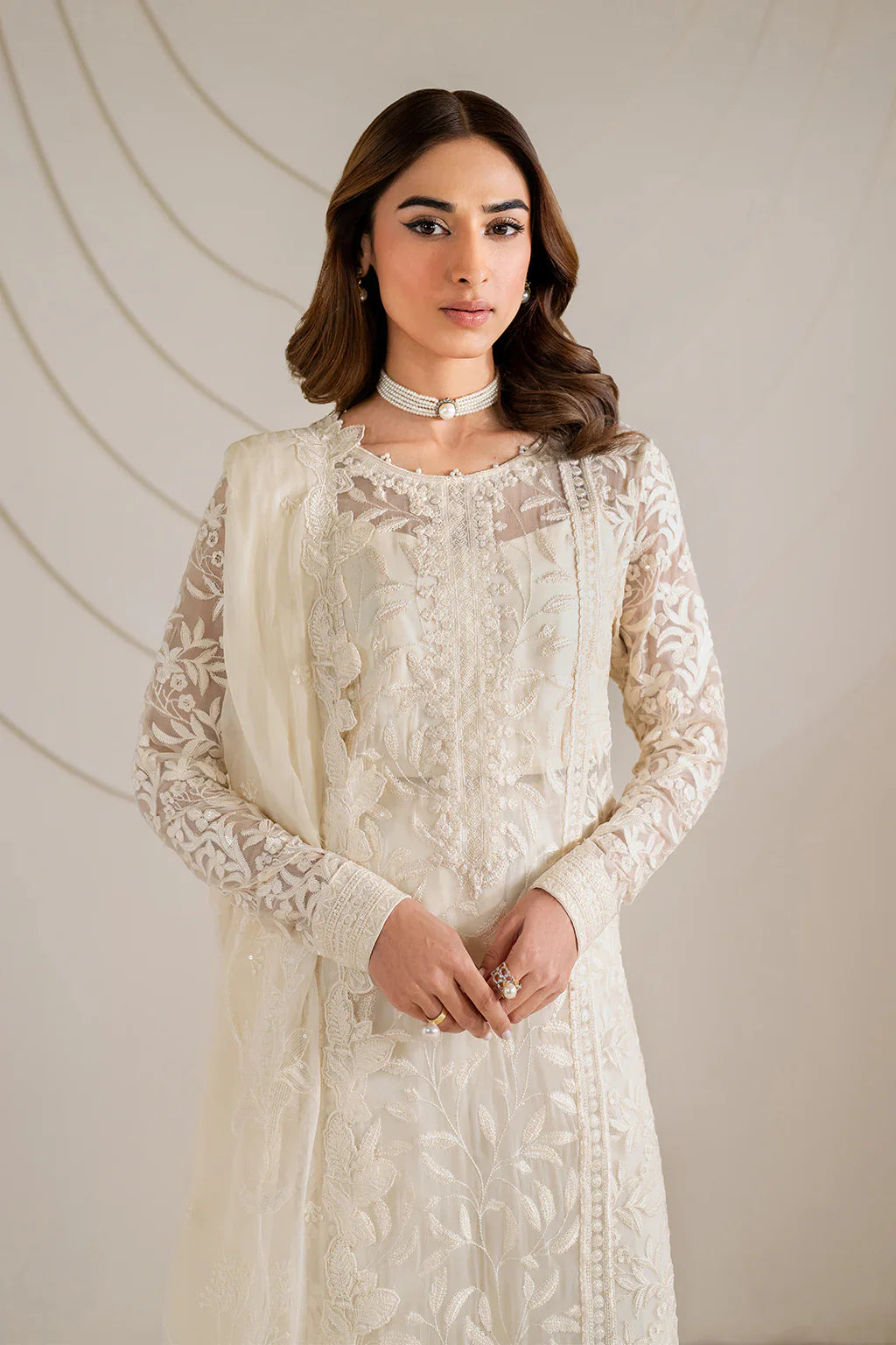 Iznik | Exclusive Formals | UE-391 Embroidered Chiffon - House Of Hania