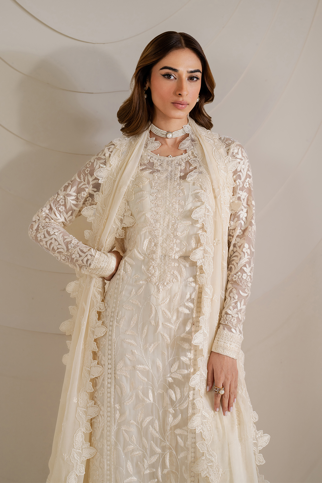 Iznik | Exclusive Formals | UE-391 Embroidered Chiffon - House Of Hania