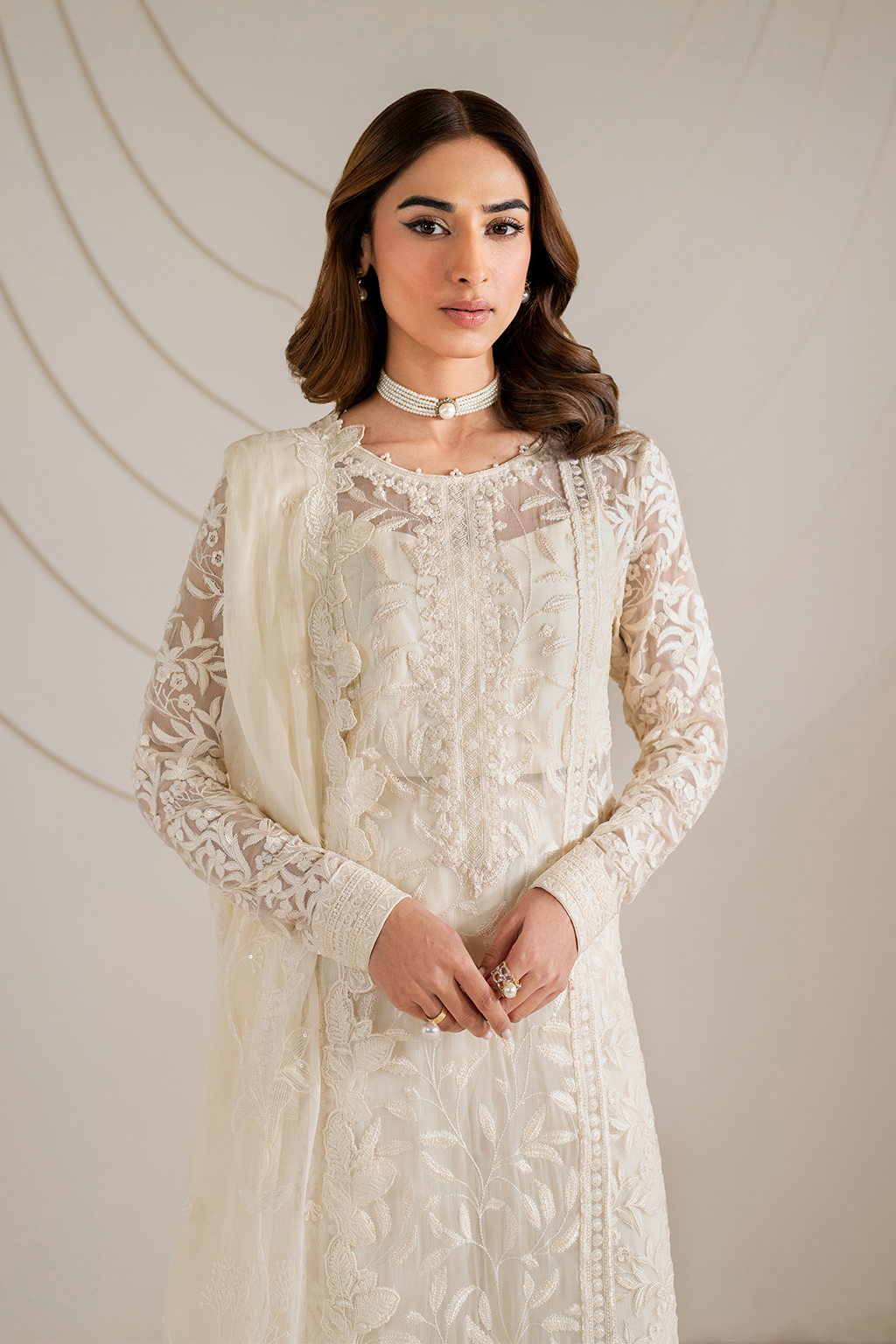Iznik | Exclusive Formals | UE-391 Embroidered Chiffon - House Of Hania