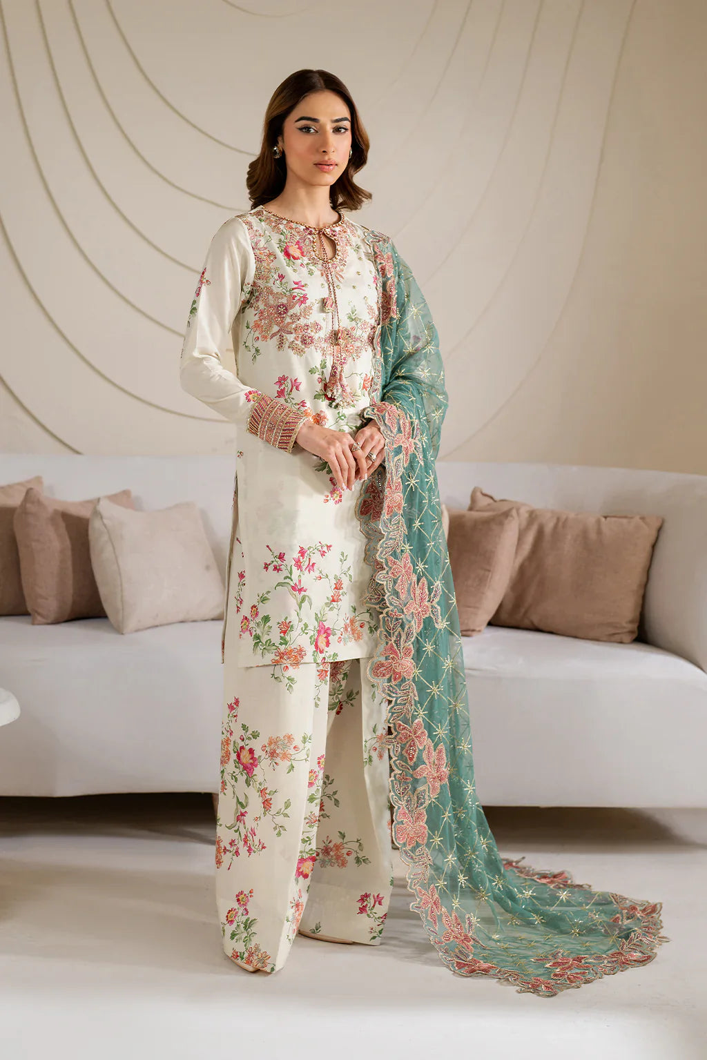 Iznik | Exclusive Formals | UE-411 Printed Silk - House Of Hania