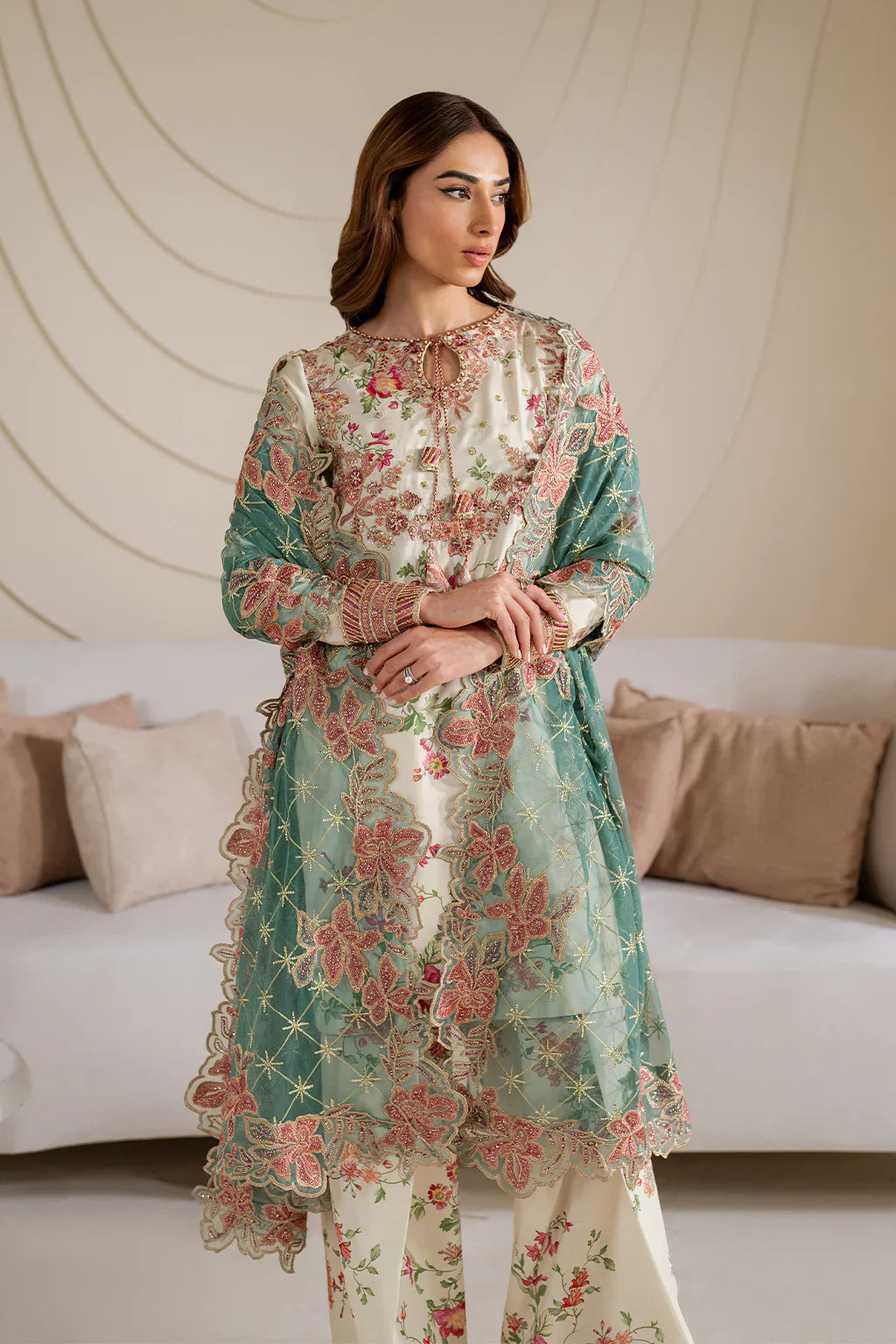 Iznik | Exclusive Formals | UE-411 Printed Silk - House Of Hania