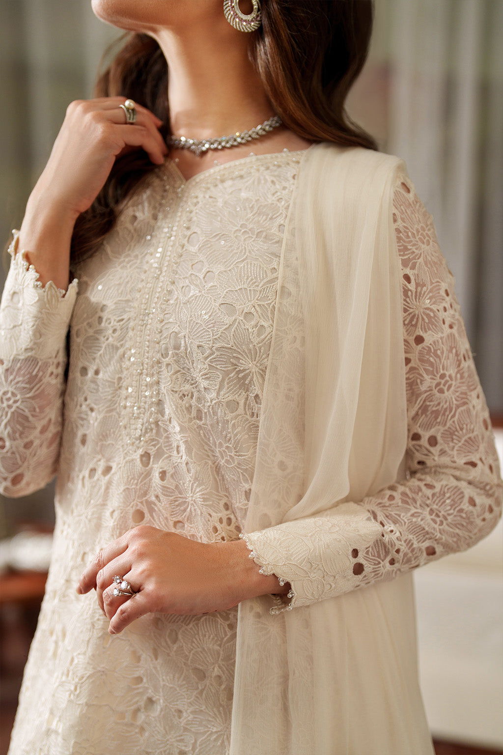 Iznik | Exclusive Formals | UE-532 Embroidered Chiffon - House Of Hania