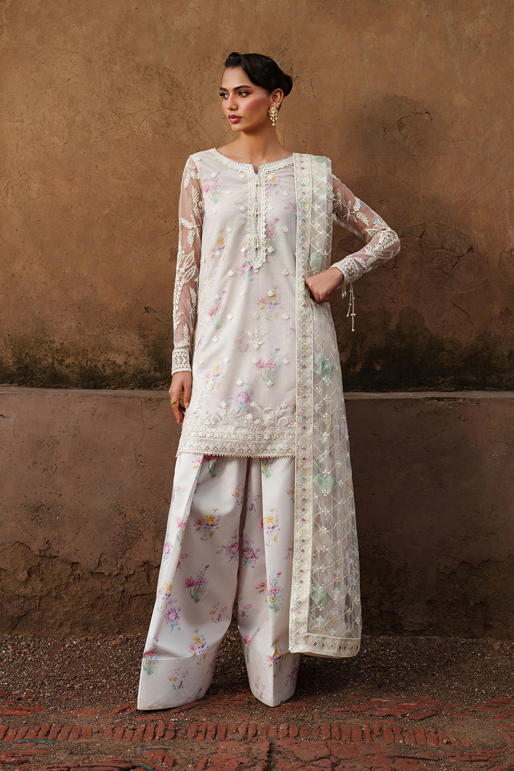Iznik | Exclusive Formals | UE-534 Embroidered Net - House Of Hania