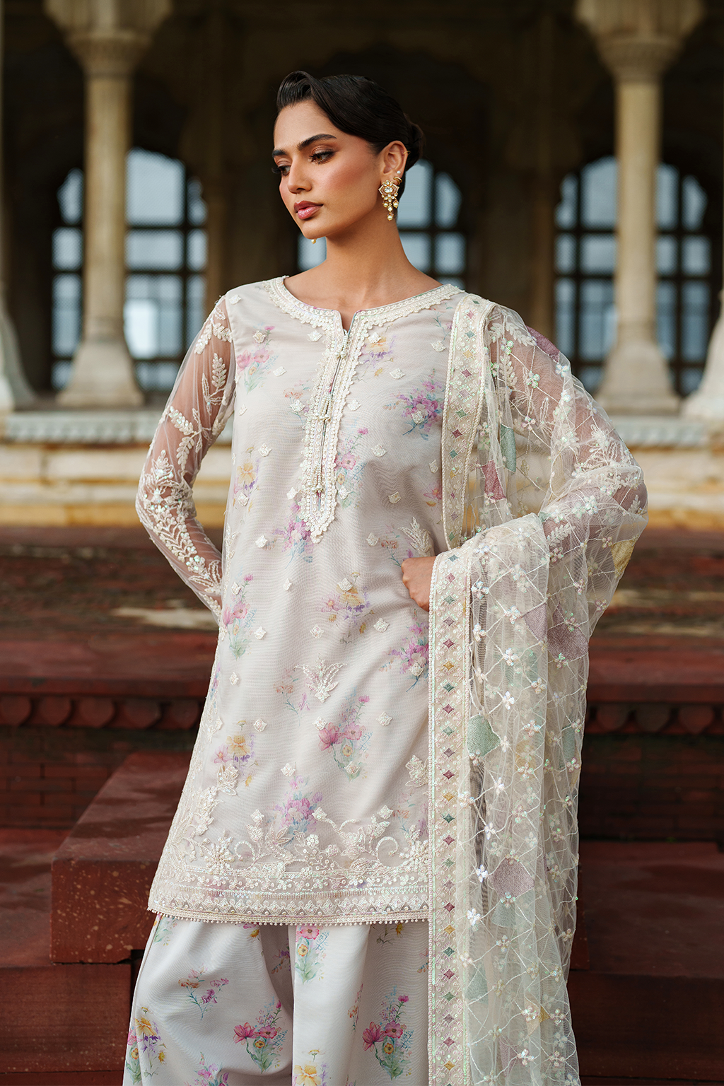 Iznik | Exclusive Formals | UE-534 Embroidered Net - House Of Hania