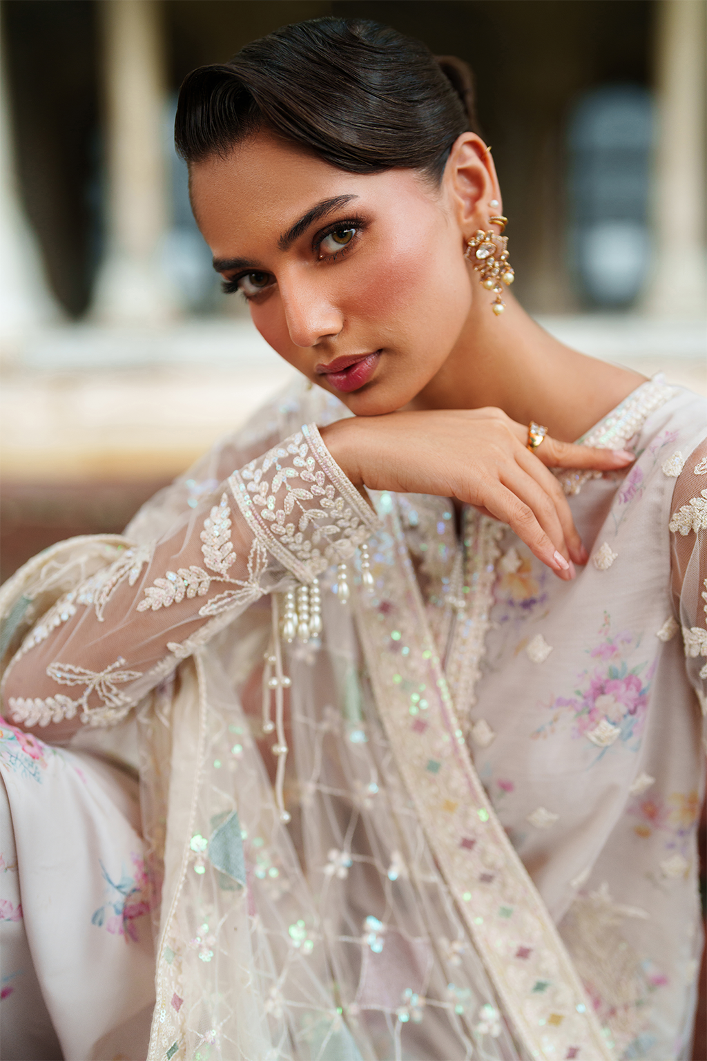 Iznik | Exclusive Formals | UE-534 Embroidered Net - House Of Hania