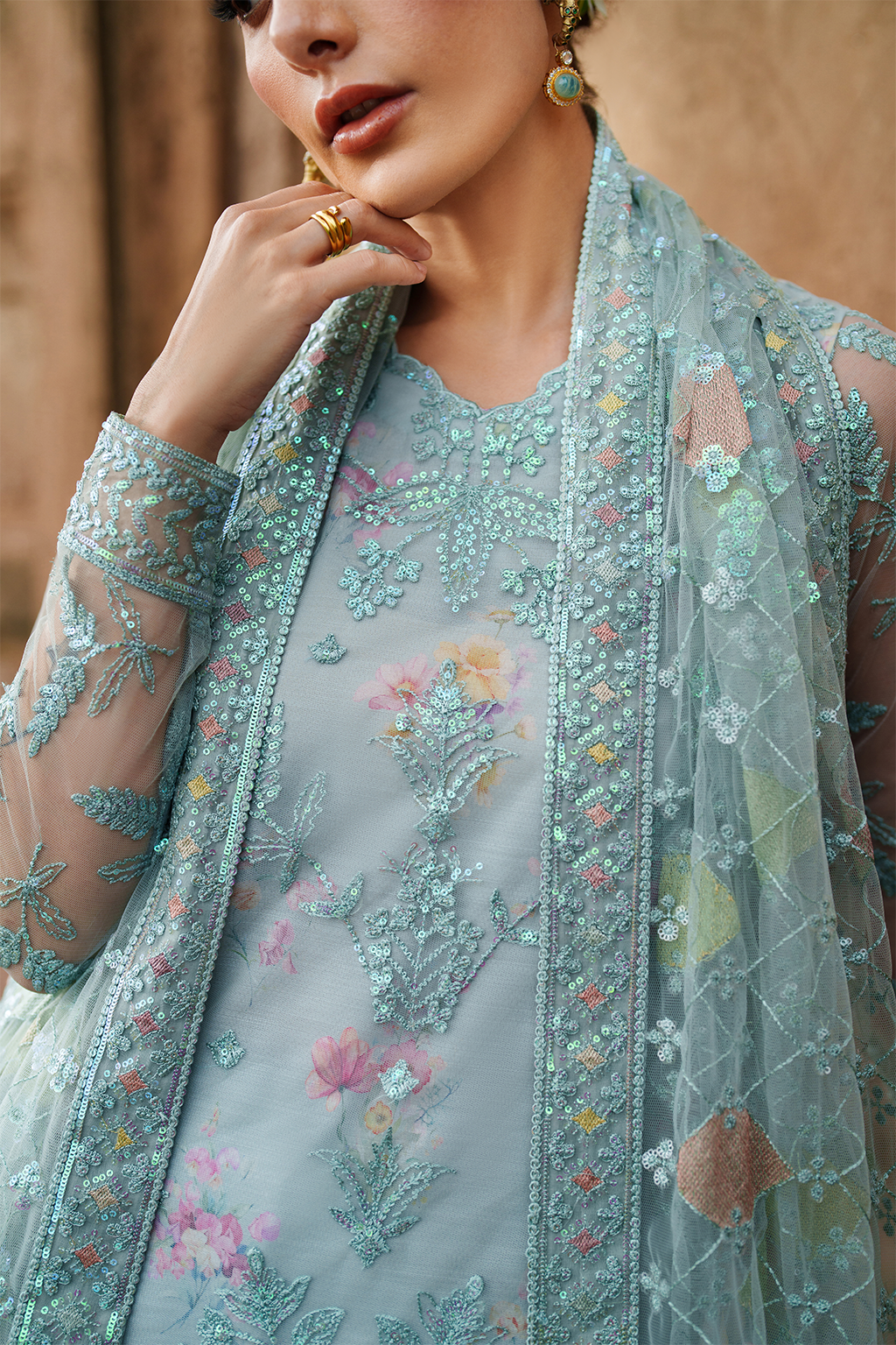 Iznik | Exclusive Formals | UE-535 Embroidered Net - House Of Hania