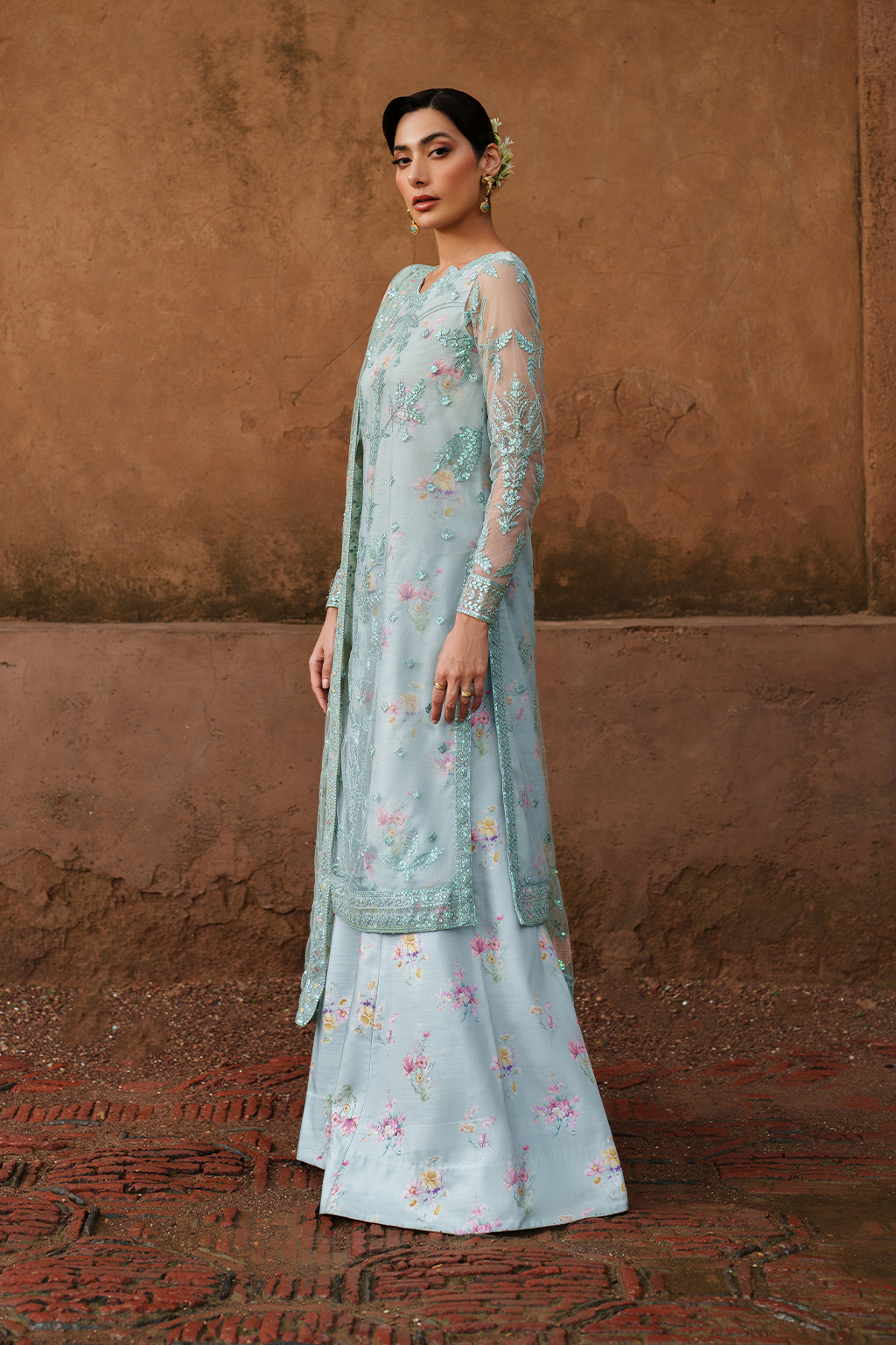 Iznik | Exclusive Formals | UE-535 Embroidered Net - House Of Hania