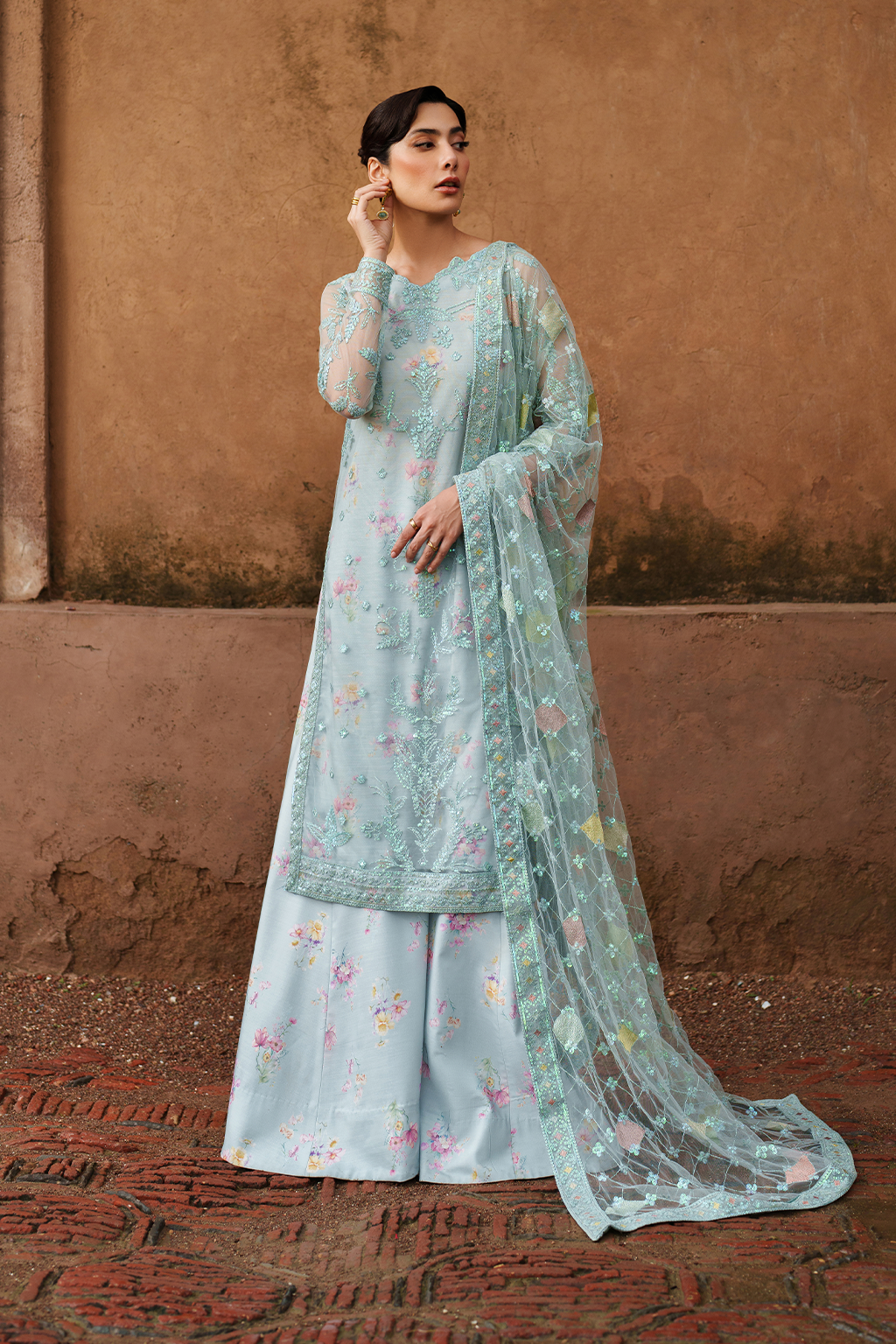 Iznik | Exclusive Formals | UE-535 Embroidered Net - House Of Hania